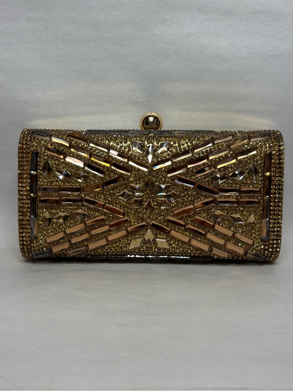Scarleton Gold Rhinestone Evening Handbag Party Clutch Purse with Chain #6071
